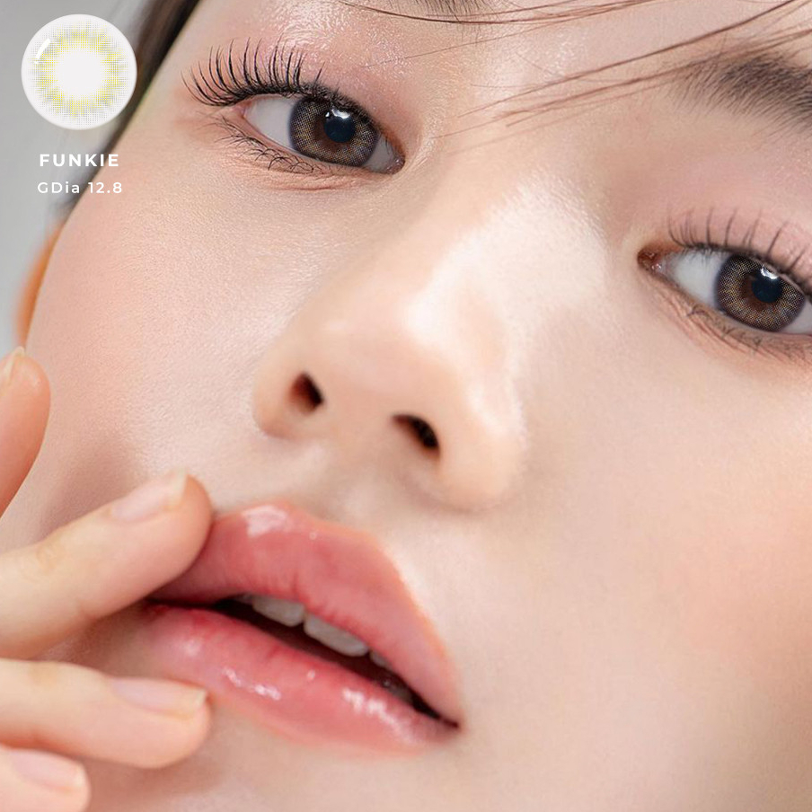 Lens cận xám tây tự nhiên Funkie 💥HÀNG CAO CẤP💥 Kính áp tròng có độ 0-8, đường kính nhỏ 12.8 dễ đeo