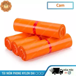 Túi gói hàng niêm phong, túi nilon PE màu Cam, lớp keo dán siêu tiện lợi, hàng có sẵn nhiều size