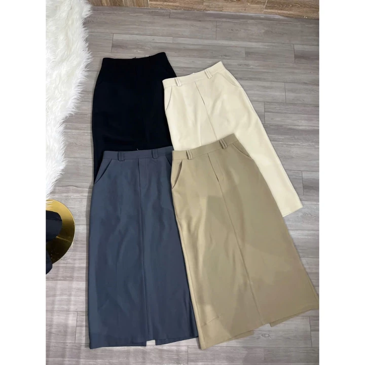 Chân váy midi bút chì HINSTORE chân váy chút chì form cơ bản xẻ sau có túi sườn kèm đai 310