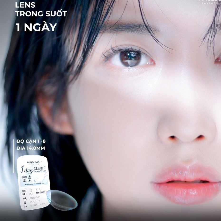 Lens cận 1 ngày trong suốt Ang.el E.yes 💥HÀNG CAO CẤP💥 Kính áp tròng không màu 1 ngày có độ cận 1-8, cho mắt nhạy cảm