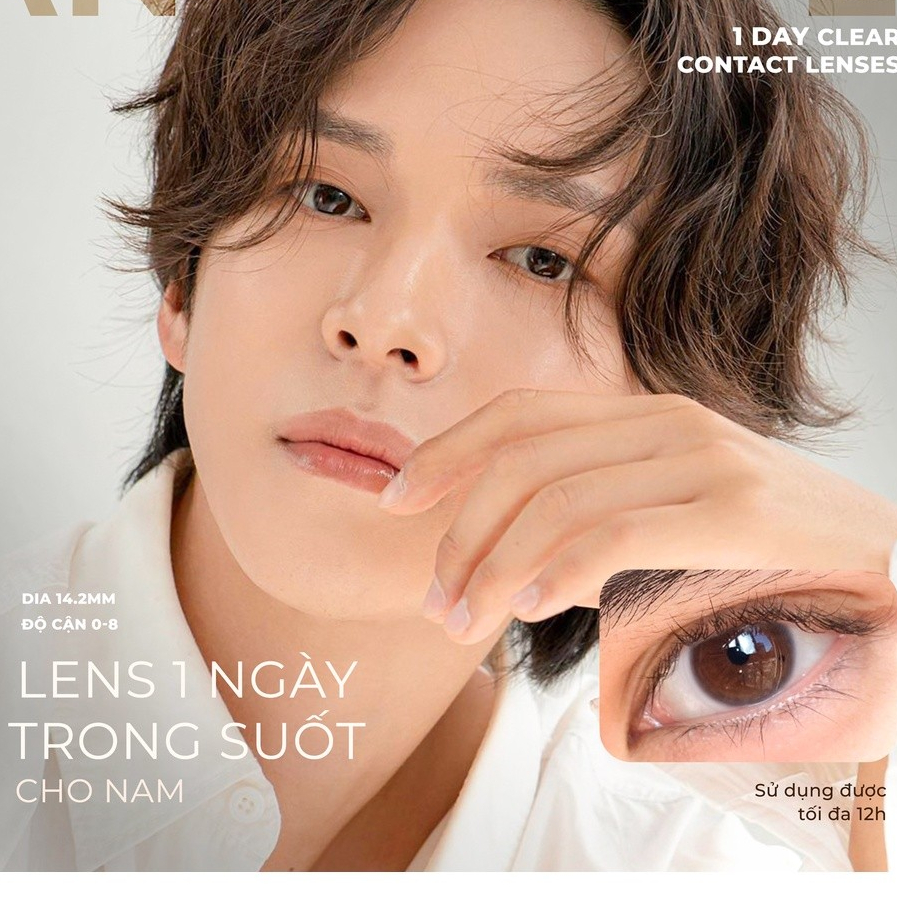 Lens cận 1 ngày trong suốt Ang.el E.yes 💥HÀNG CAO CẤP💥 Kính áp tròng không màu 1 ngày có độ cận 1-8, cho mắt nhạy cảm