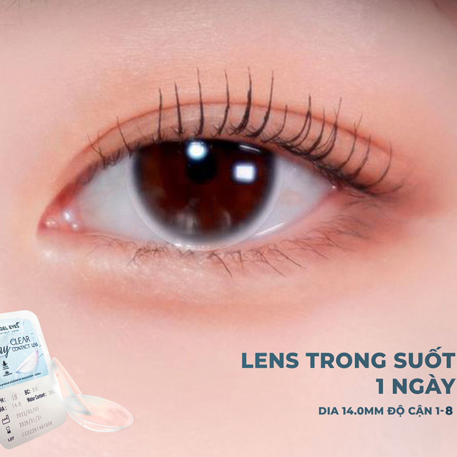 Lens cận 1 ngày trong suốt Ang.el E.yes 💥HÀNG CAO CẤP💥 Kính áp tròng không màu 1 ngày có độ cận 1-8, cho mắt nhạy cảm