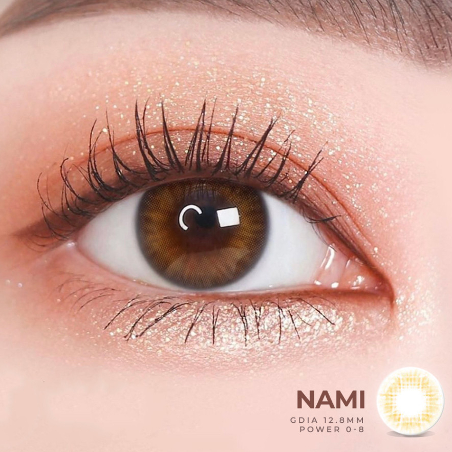 Lens màu nâu mật ong Nami 💥HÀNG CAO CẤP💥 Kính áp tròng màu tự nhiên có độ cận 0-8, đường kính 12.8