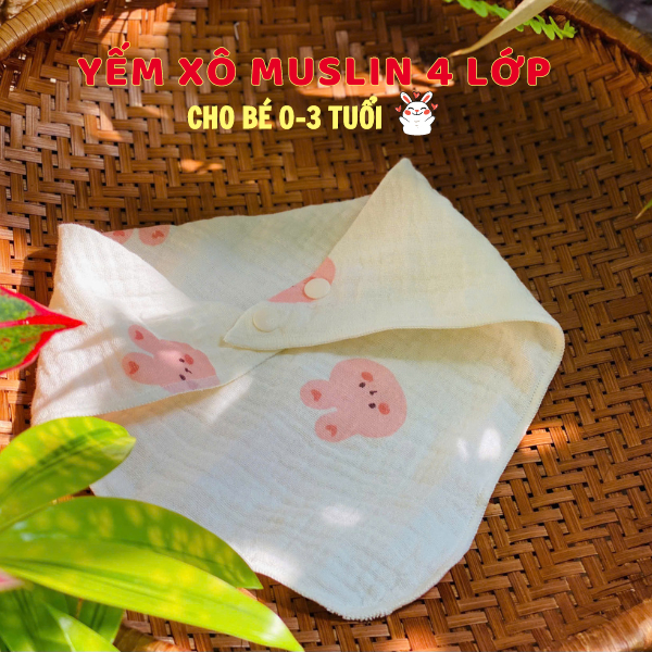 Khăn yếm xô tam giác Muslin 4 lớp cao cấp cho bé sơ sinh, bé trai, bé gái - Rosaria
