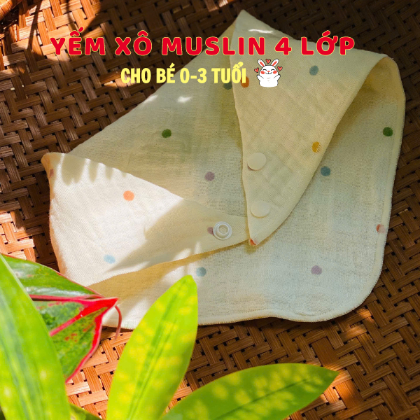 Khăn yếm xô tam giác Muslin 4 lớp cao cấp cho bé sơ sinh, bé trai, bé gái - Rosaria