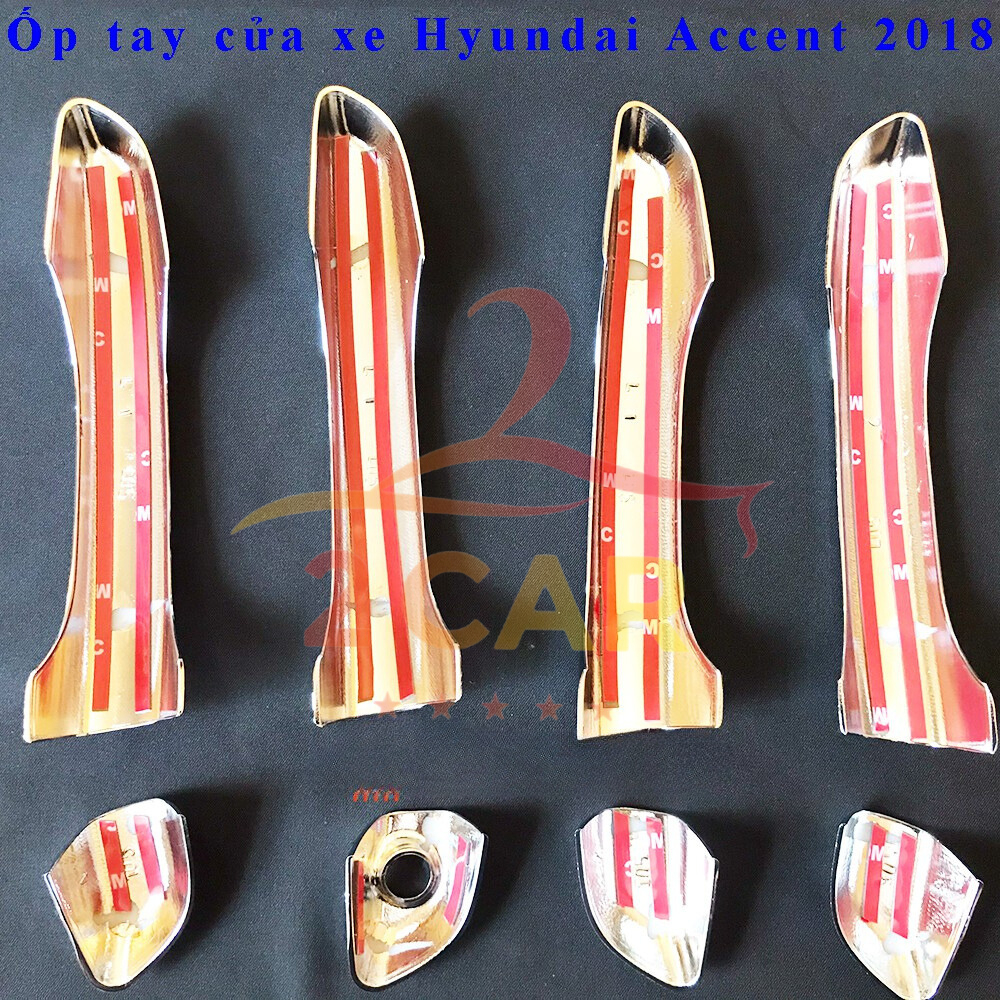 Ốp tay nắm cửa xe Hyundai Accent 2018 - 2023, 2024 - 2026, Chất liệu nhựa ABS mạ CROM cao cấp