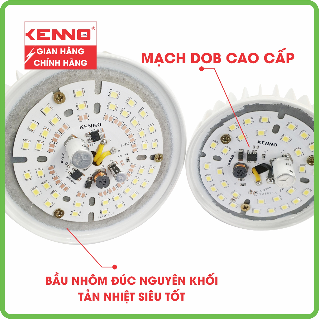 Đèn Led Bulb Trụ KENNO Nhôm Đúc Nguyên Khối Siêu Sáng Siêu Tiết Kiệm Điện 20W 30W 40W