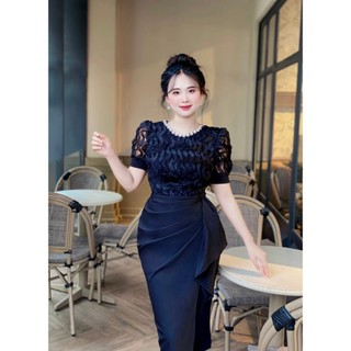 Đầm body ren sóng thanh lịch quý phái (Đầm dự tiệc) trắng, đen, kem, đỏ B063