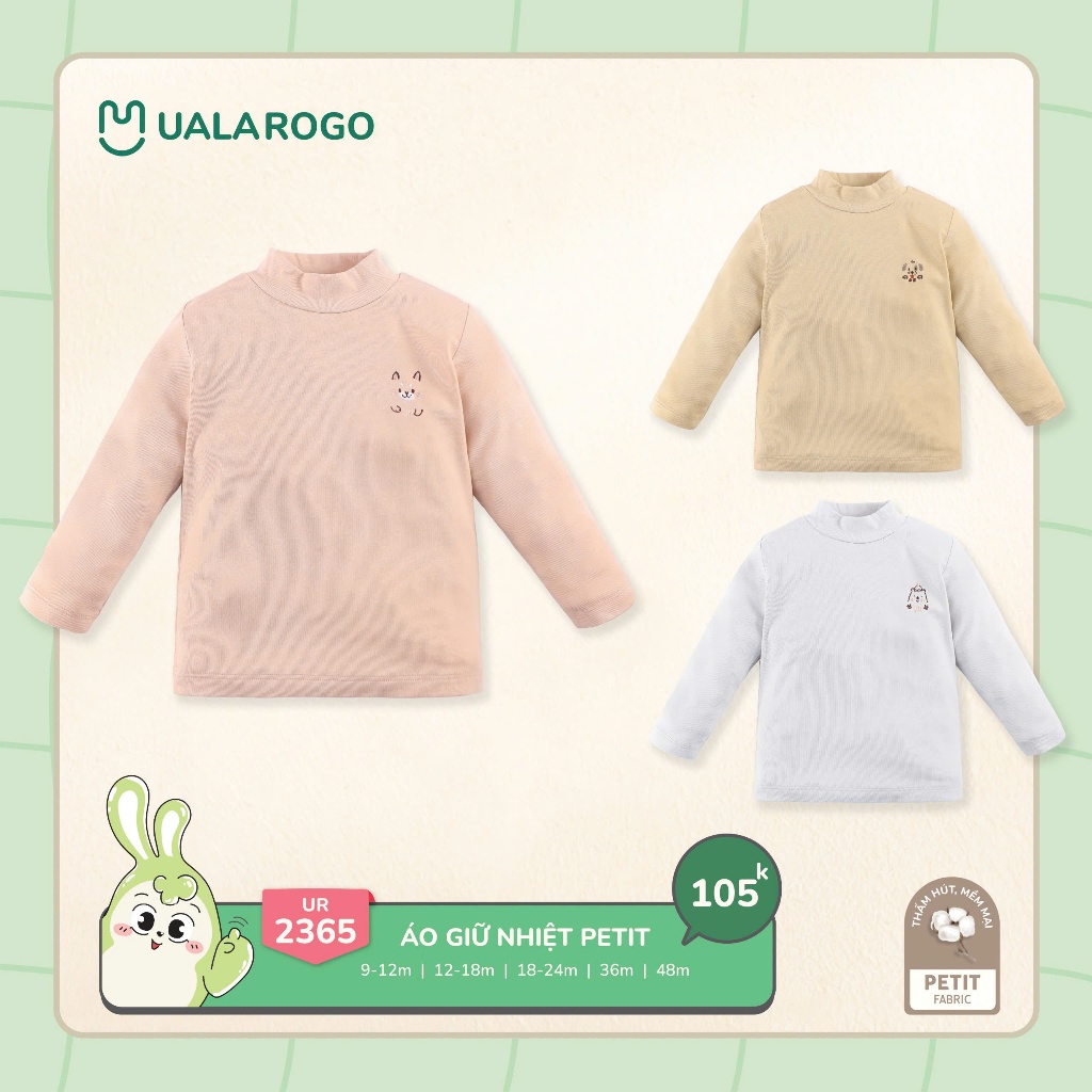 (7-16kg, 6-48M) Áo Giữ Nhiệt Cổ 3 Phân Hình Thù Ngộ Nghĩnh Vải Tăm Uala Cho Bé Mã UR2346 UR2359 UR2365