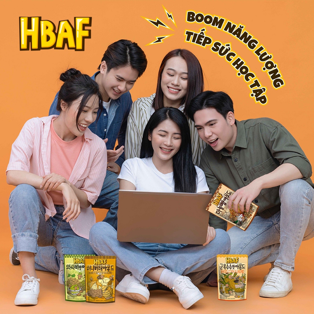 🔥[ĐƠN 450k Tặng 1 Túi Phao Mogu]🔥 Thùng 20 Gói Hạt Hạnh Nhân Tâm Vị HBAF Hàn Quốc 120G Ăn Vặt Dinh Dưỡng Healthy
