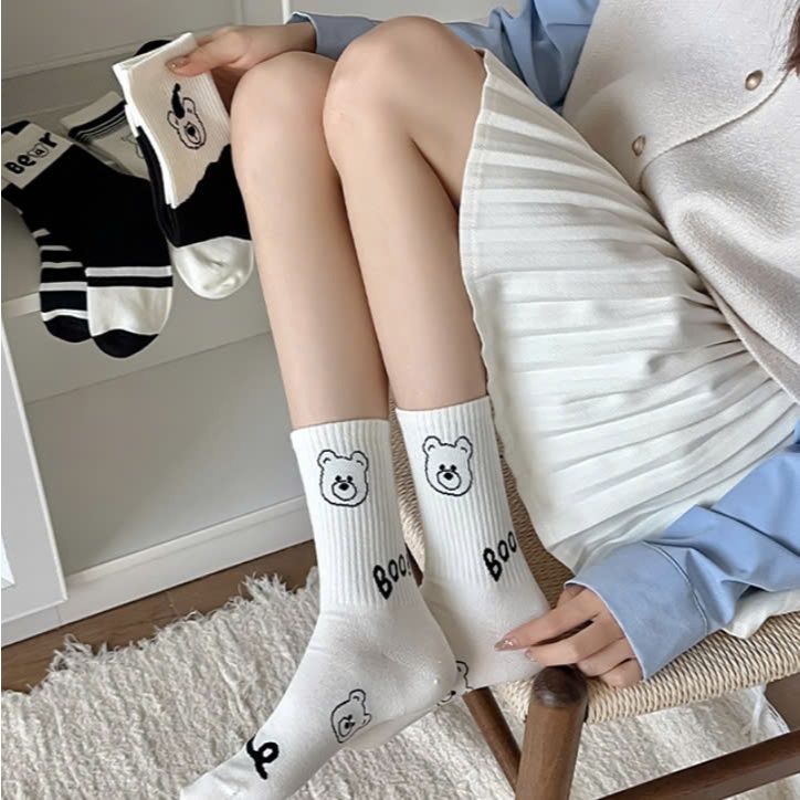 Vớ Tất hình Gấu, BEAR cao cổ Nam Nữ siêu dễ thương và xinh xắn