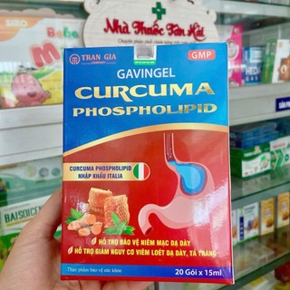 Gel dạ dày CURCUMA phospholipid Trần Gia, cải thiện tình trạng trào ngược viêm loét dạ dày, hộp 20gói
