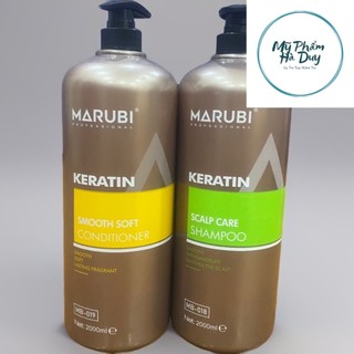 Bộ Dầu gội đầu cặp xả gội MARUBI 2000ML chiết xuất collagen,keratin giúp phục hồi tóc hư tổn