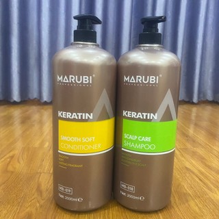 Bộ Dầu gội đầu cặp xả gội MARUBI 2000ML chiết xuất collagen,keratin giúp phục hồi tóc hư tổn