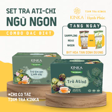KINKA Set Trà Gấp Đôi Ngủ Ngon Ati-Chi, Tâm An Trà Tim Sen Linh Chi - Atisô Cho Tâm Trí Khỏe Mạnh