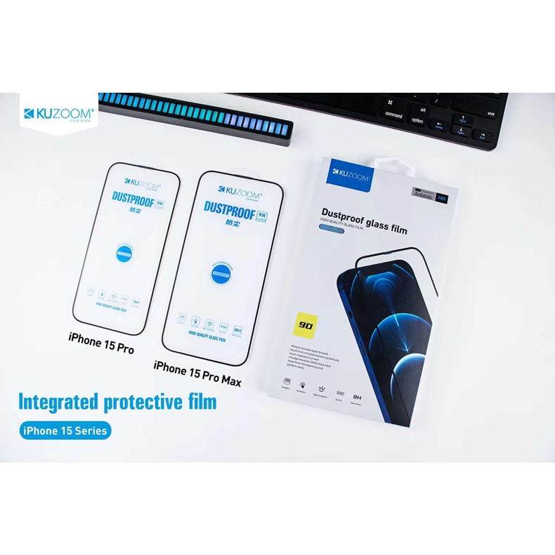 Kính FuLL màn trong suốt không viền bảo vệ màng loa CHÍNH HÃNG KUZOOM cho iPHONE X - > 16 Promax