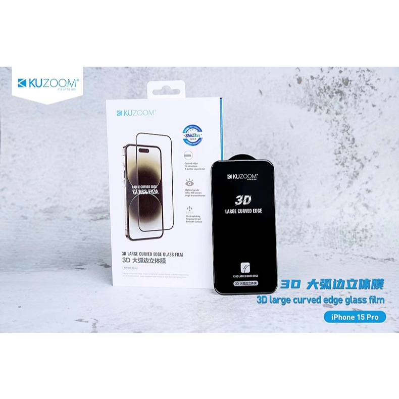 Kính FuLL màn trong suốt không viền bảo vệ màng loa CHÍNH HÃNG KUZOOM cho iPHONE X - > 16 Promax