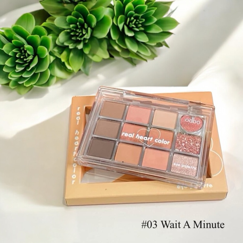 Bảng Mắt Odbo Real Heart Color Eye Palette OD2019 12 Ô Nhũ Lì Tone Hồng Đất Makeup Thái Lan
