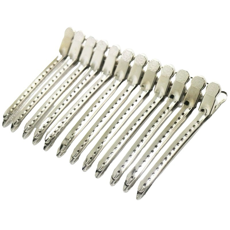 Set kẹp vịt nhôm 12 cây size lớn . Kẹp nhôm cao cấp giúp cố định tóc chặt, không gỉ sét.
