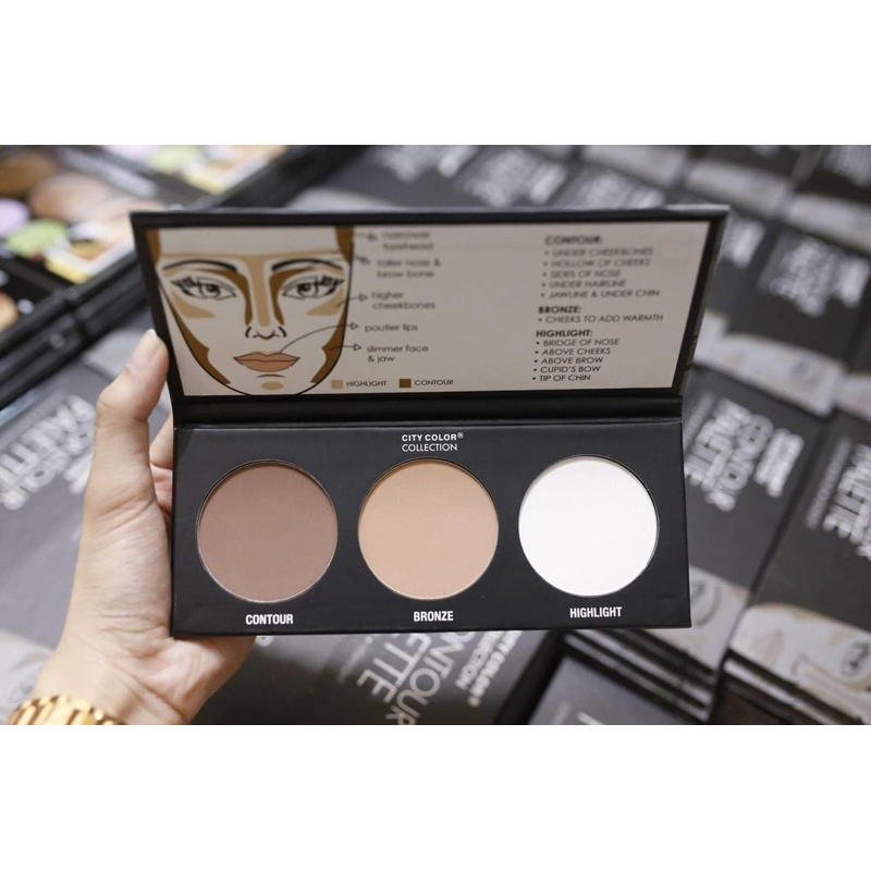 Bảng Tạo Khối City Color Contour Palette 3 Ô | Contour – Bronze – Highlight | Phấn Mịn Dễ Tán