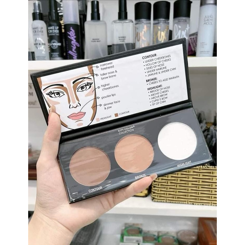 Bảng Tạo Khối City Color Contour Palette 3 Ô | Contour – Bronze – Highlight | Phấn Mịn Dễ Tán