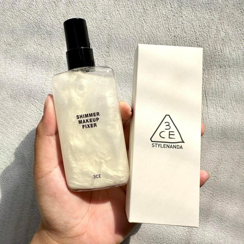 Xịt khóa makeup có nhũ-ko nhũ 3CE Stylenanda Makeup Fixer Mist – giữ lớp nền bền màu – căng bóng mướt nhẹ suốt ngày