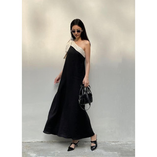 Đầm linen Helen Dress cổ chéo phối nơ độc đáo phong cách thời trang thanh lịch, nữ tính, tinh tế - REN STUDIO