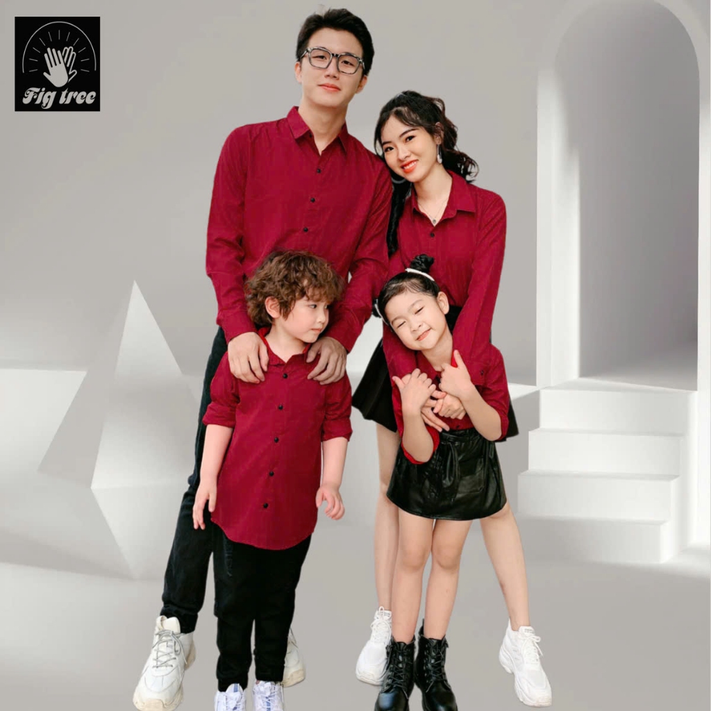 Áo Sơ Mi Đồng Phục Fig Tree Màu Đỏ Đô Đi Lễ, Đi Tiệc, Chụp Hình, Du Lịch, Chất Mềm, Nhiều size