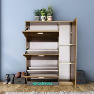Tủ Giày gỗ thông minh, 3 tầng cánh lật vô cùng tiện phong cách trẻ trung phù hợp mọi không gian DQ HOME