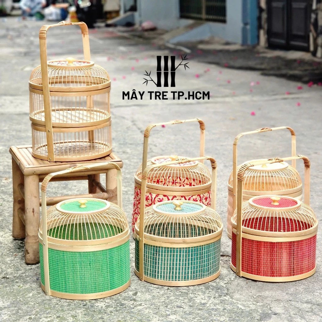 Hộp quà mây tre, hộp quà thủ công, hộp quà lồng chim xâu hoa cao cấp, hộp quà tặng