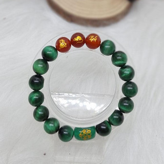 Vòng tay 12 con giáp tam hợp thân tý thìn chất liệu mắt hổ - size 10 12ly - khai quang - may mắn