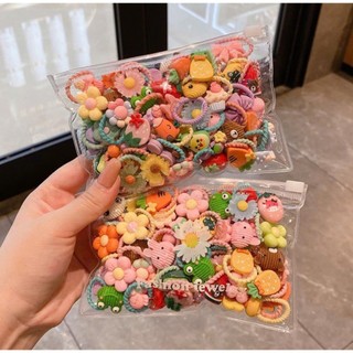 Set 50 chun buộc tóc xoắn co giãn cho bé xinh đáng yêu
