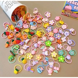Set 50 chun buộc tóc xoắn co giãn cho bé xinh đáng yêu