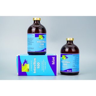 Thuốc thú y Interchemie INTERFLOX 100 50/100ml trị hô hấp tiêu hóa trên chó mèo gia súc gia cầm