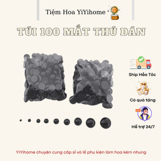 Túi 100 Mắt Thú Dán Gấu Bông Đủ Size Màu Đen Đan Móc Len Thủ Công YiYihome