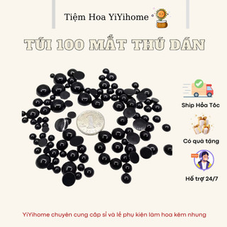Túi 100 Mắt Thú Dán Gấu Bông Đủ Size Màu Đen Đan Móc Len Thủ Công YiYihome