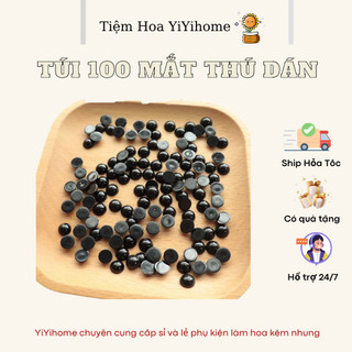 Túi 100 Mắt Thú Dán Gấu Bông Đủ Size Màu Đen Đan Móc Len Thủ Công YiYihome