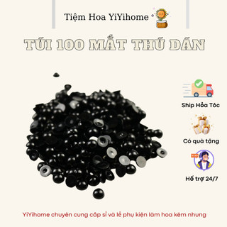 Túi 100 Mắt Thú Dán Gấu Bông Đủ Size Màu Đen Đan Móc Len Thủ Công YiYihome
