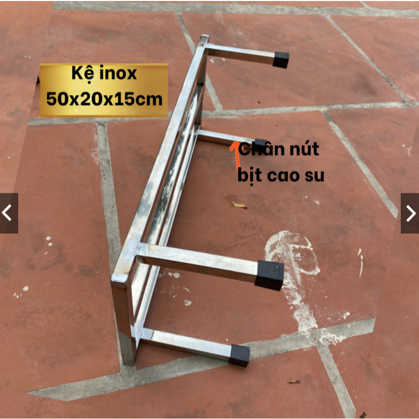 Kệ chậu cây cảnh chất liệu inox sáng bóng dài 50cm rộng 20cm cao 15cm