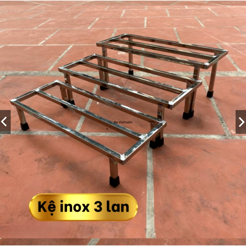 Kệ chậu cây cảnh chất liệu inox sáng bóng dài 50cm rộng 20cm cao 15cm