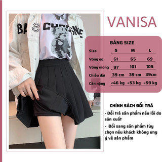 Chân váy xếp ly tennis xòe ngắn xám đen trắng tenis có quần trong bigsize VANISA CV019