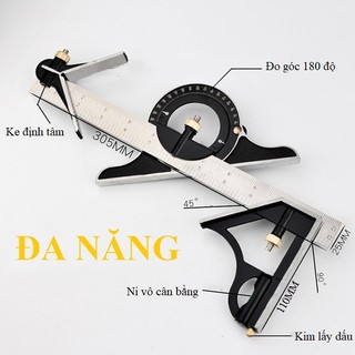 Thước đo góc đa năng dài 30cm , thước đa năng có nivo , thước ke góc vuông