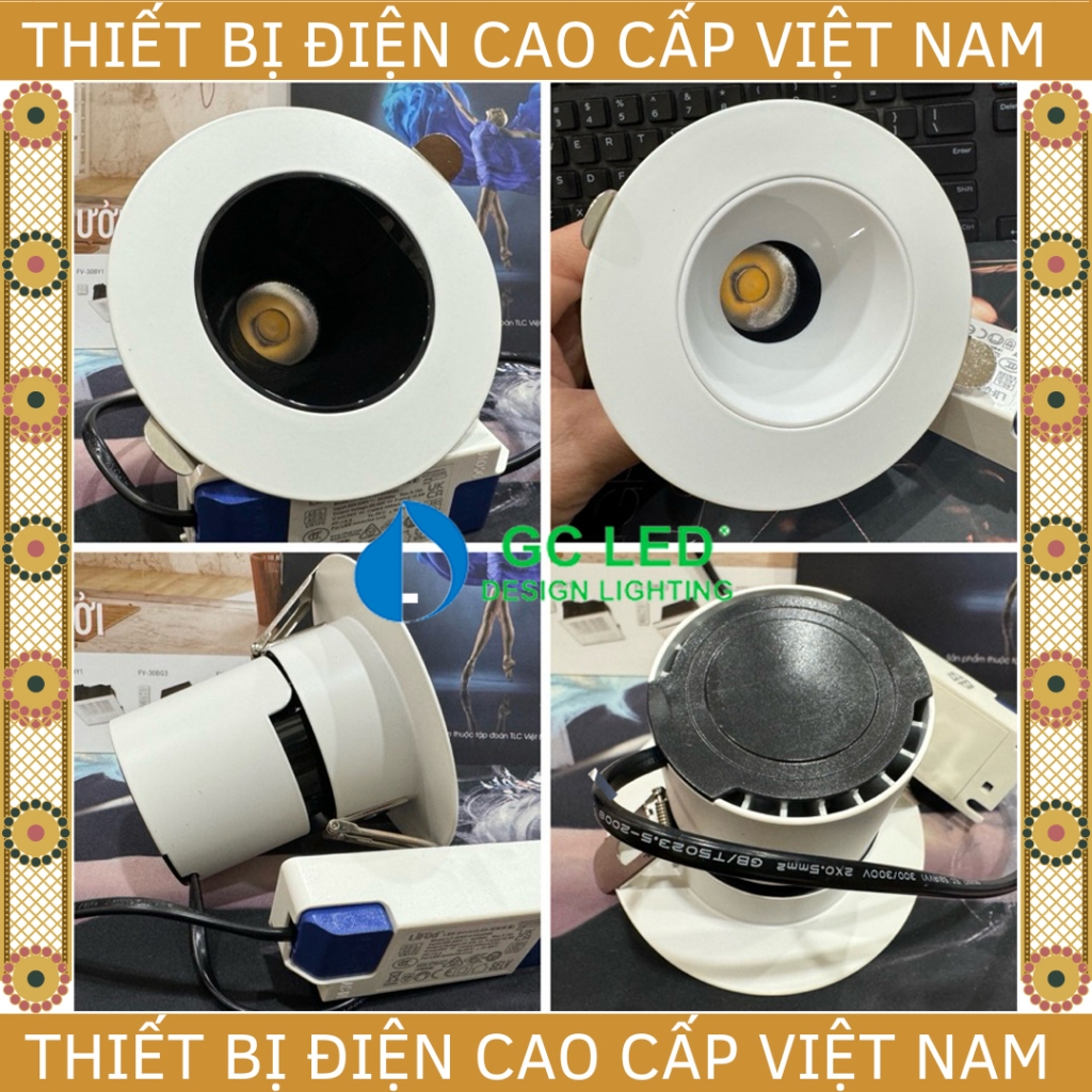 [GC] Đèn âm trần Spotlight 12W/D90mm chỉnh góc GC LED MUSE, chiếu sâu ...