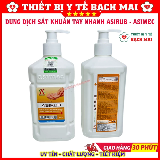 Nước Rửa Tay Khô Tiệt Trùng - Dung Dịch Sát Khuẩn Tay Nhanh ASIRUB 500ml [Chính Hãng Công Ty]