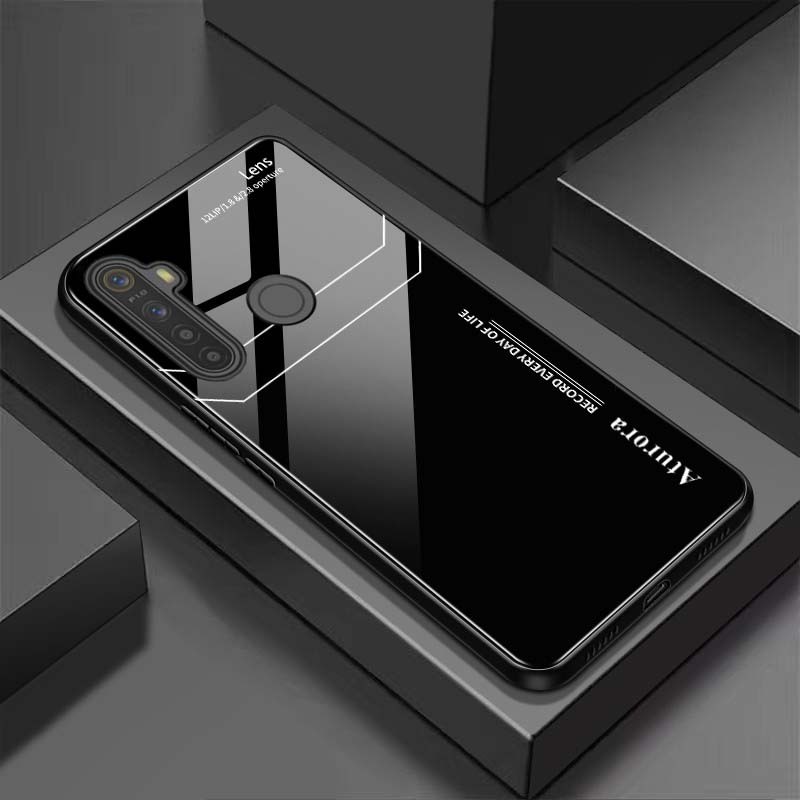 Ốp Lưng Realme C3,Realme Q, Realme 5, Realme 5i, Realme 5 PRO Mặt Lưng Kính Cường Lực Sáng Bóng