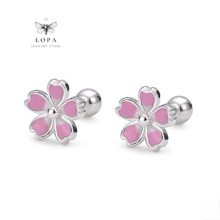 Khuyên tai nữ bạc Lopa, dáng khuyên hoa đào chốt ren Sk001 cá tính , điệu đà , thanh lịch,xinh xắn Bạc LoPa