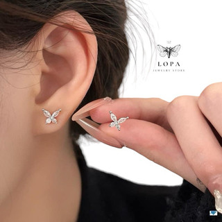 Khuyên tai nữ bạc Lopa, Sk88 khuyên cánh tiên thân đá cá tính, sang chảnh , thanh lịch , Bạc Lopa