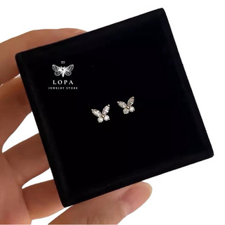 Khuyên tai nữ bạc Lopa, Sk88 khuyên cánh tiên thân đá cá tính, sang chảnh , thanh lịch , Bạc Lopa