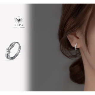 Khuyên tai nữ bạc ta, Sk303 dáng khuyên vô cực tròn chốt bấm cá tính , điệu đà , thanh lịch , Bạc Lopa