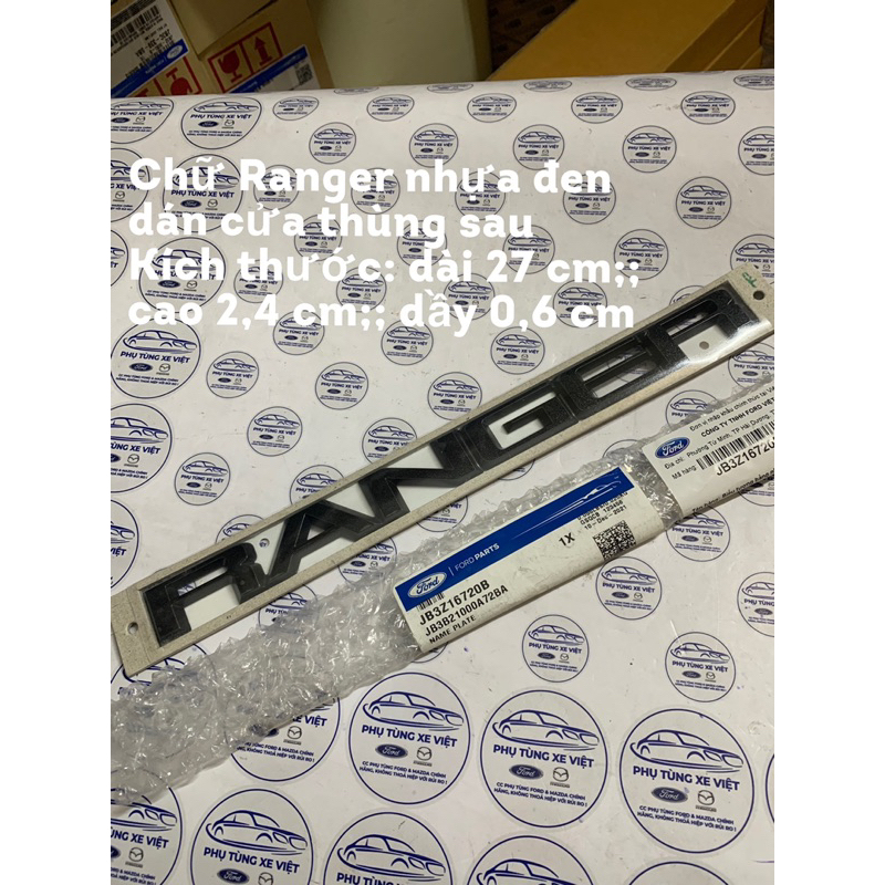 Chữ RANGER nhựa Đen dán cửa thùng sau xe Ford Ranger (logo 3d, tem ...
